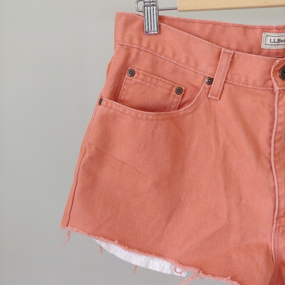 L.L. Bean High Waisted Jean Shorts Size 8 Coral Cutoffs - Picture 7 of 10